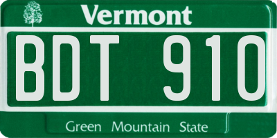 VT license plate BDT910