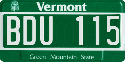 VT license plate BDU115