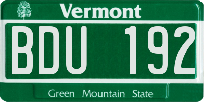 VT license plate BDU192