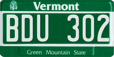 VT license plate BDU302