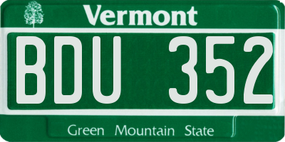 VT license plate BDU352