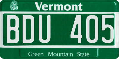 VT license plate BDU405
