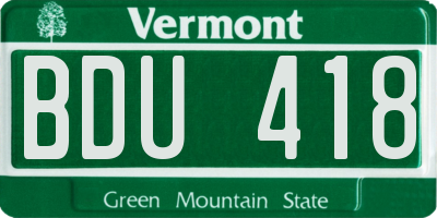VT license plate BDU418