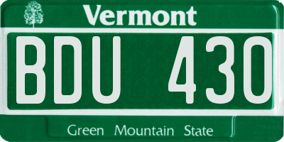 VT license plate BDU430