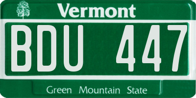 VT license plate BDU447