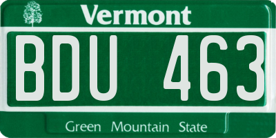 VT license plate BDU463