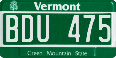 VT license plate BDU475