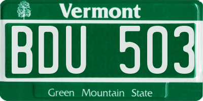 VT license plate BDU503