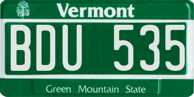 VT license plate BDU535
