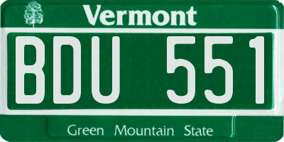 VT license plate BDU551