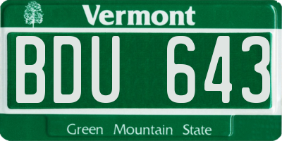 VT license plate BDU643