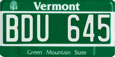 VT license plate BDU645