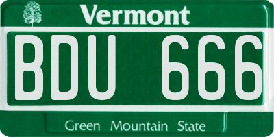 VT license plate BDU666