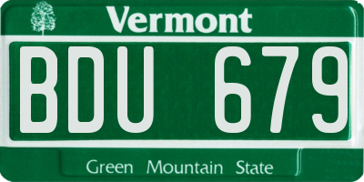 VT license plate BDU679