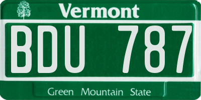 VT license plate BDU787