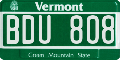 VT license plate BDU808