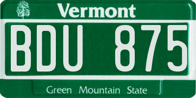 VT license plate BDU875