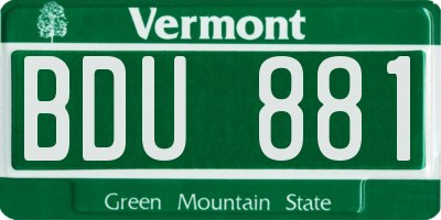 VT license plate BDU881