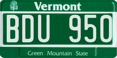 VT license plate BDU950
