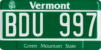 VT license plate BDU997