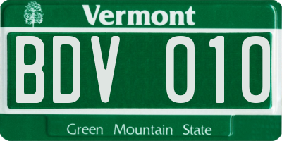 VT license plate BDV010
