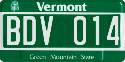 VT license plate BDV014