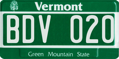 VT license plate BDV020