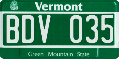 VT license plate BDV035