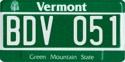 VT license plate BDV051