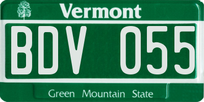 VT license plate BDV055