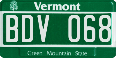 VT license plate BDV068