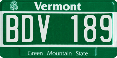 VT license plate BDV189
