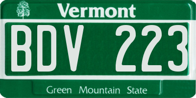 VT license plate BDV223