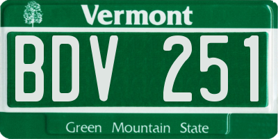 VT license plate BDV251
