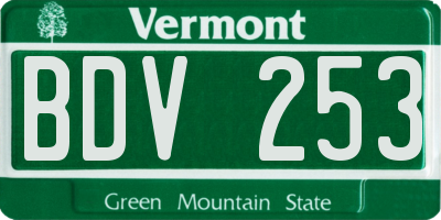 VT license plate BDV253