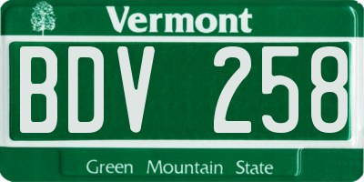 VT license plate BDV258