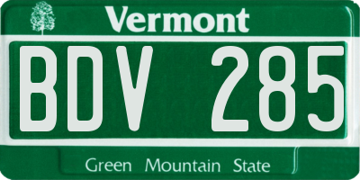 VT license plate BDV285