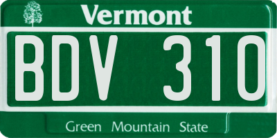 VT license plate BDV310