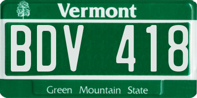 VT license plate BDV418