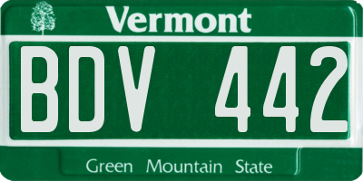 VT license plate BDV442
