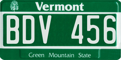 VT license plate BDV456