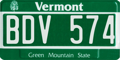 VT license plate BDV574