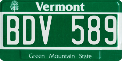 VT license plate BDV589