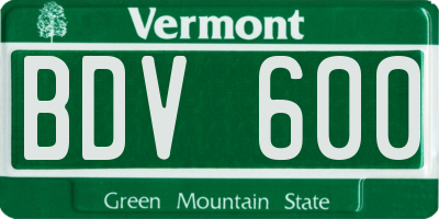 VT license plate BDV600