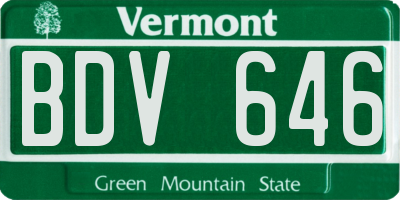 VT license plate BDV646
