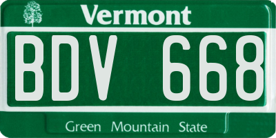 VT license plate BDV668
