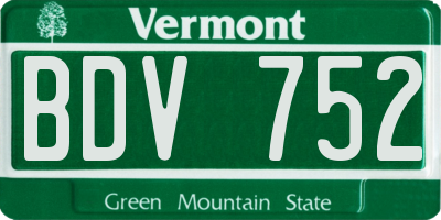 VT license plate BDV752