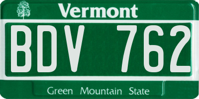 VT license plate BDV762