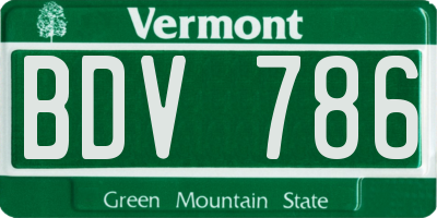 VT license plate BDV786