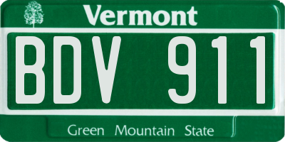 VT license plate BDV911
